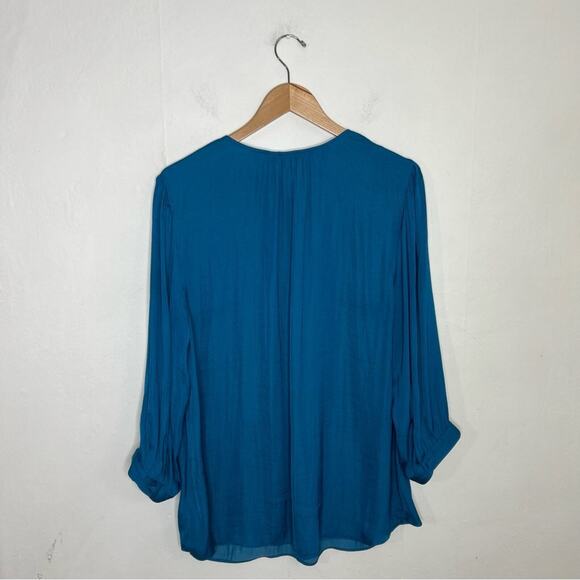 Joie V Neck Blue Turquoise Polyester Blouse Size 1X - Picture 2 of 12